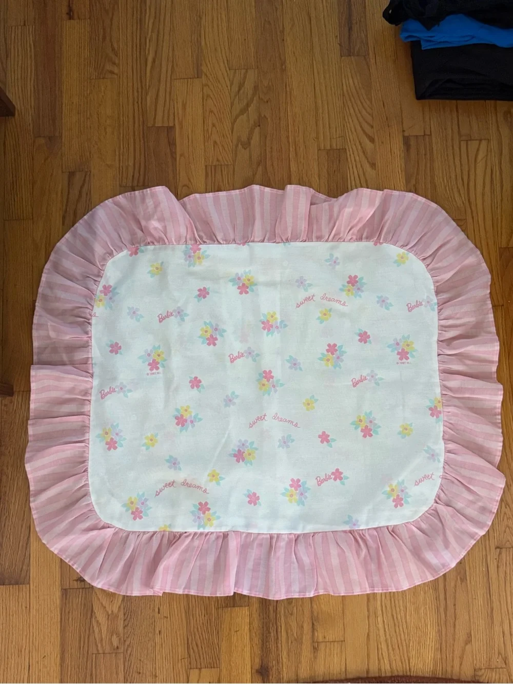 Vintage 70s Made in USA Barbie Sweet Dreams Sham Pillow Case with Pink Trim